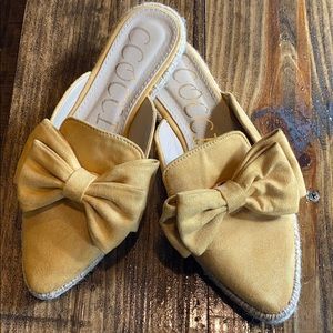 Ccocci Mustard Suede Mules with Bow Detail